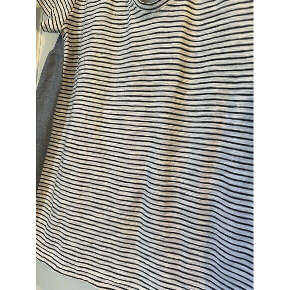 Anthropologie Deletta Babydoll Tunic Size S Striped Chambray Cap Sleeve Top - Picture 8 of 10